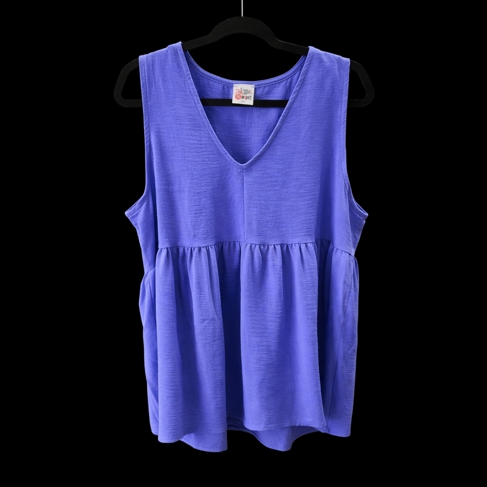 ZigZag Stripe | Blue Sleeveless Babydoll Tank Top | 2XL